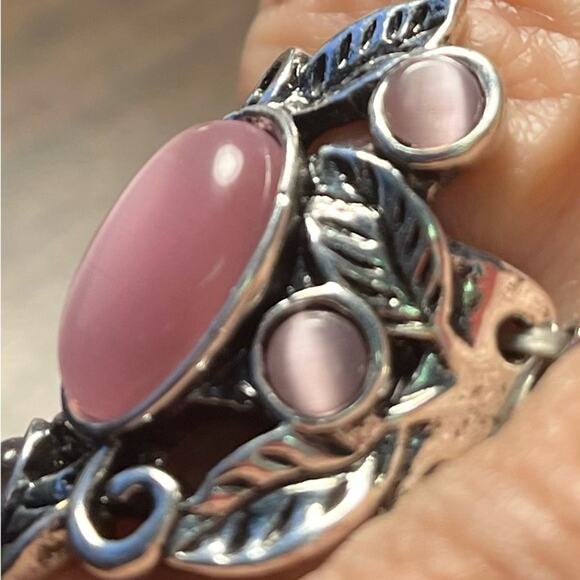 Pink moonstone ring, adjustable to fit most sizes, artisan crafted. - Picture 3 of 4